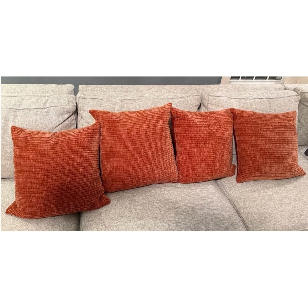 4 Milli Home Velvet Rust Retail $200 throw pillows w/ feather insert Boho Vibes